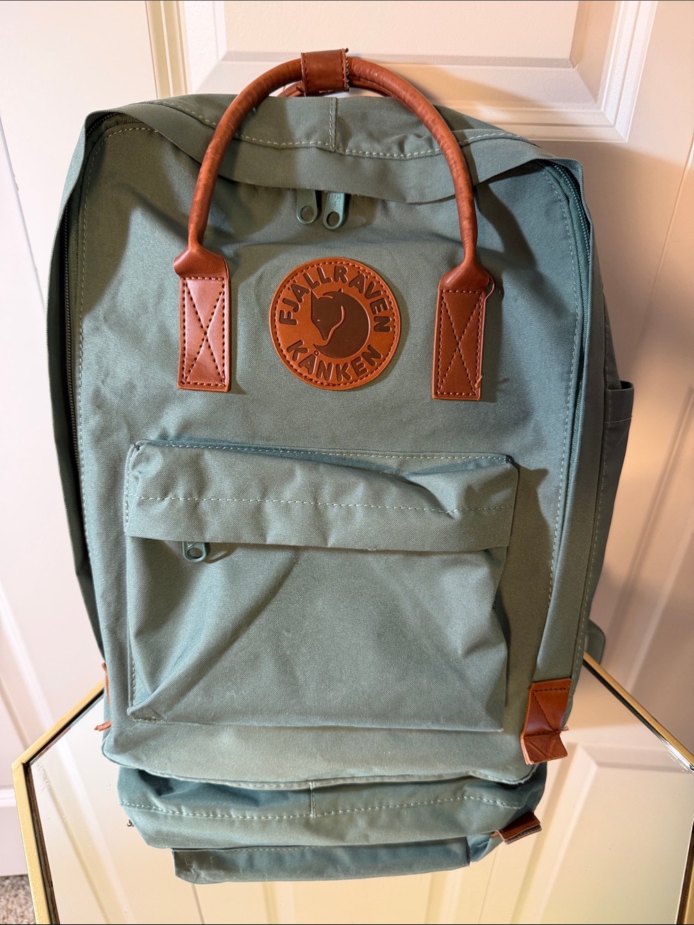 Kånken Leather-Handle Backpack in Sage Green